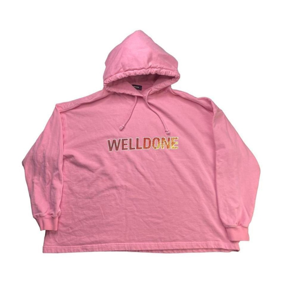 We11done Well Done Logo Printed Oversized Pink Hoody View 2
